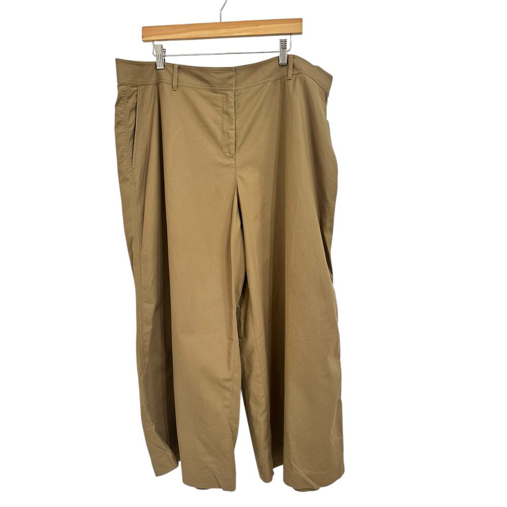Lafayette 148 New York women's wide leg cropped Shiitake tan pants‎ size 18